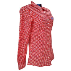 Camisa Feminina Dock's Manga Longa Vermelho C/ Estampa em Branco/Azul - Ref: 0032.04458.661.61