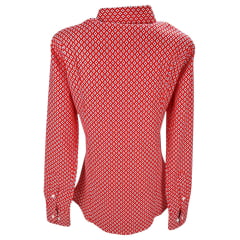 Camisa Feminina Dock's Manga Longa Vermelho C/ Estampa em Branco/Azul - Ref: 0032.04458.661.61