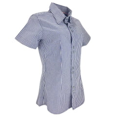 Camisa Feminina Laço Forte Manga Curta Xadrez Com Logo Bordado R:3107