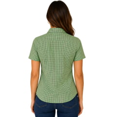 Camisa Feminina Laço Forte Manga Curta Xadrez Verde E Rosa Logo Rosa REF:3108.1