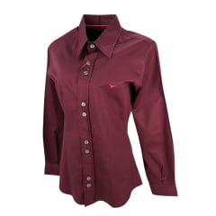 Camisa Feminina Laço Forte Manga Longa Bordô Com Logo Pink REF: 3107