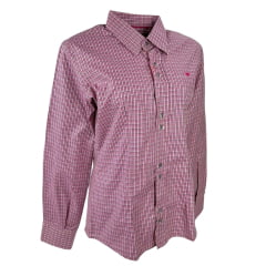 Camisa Feminina Laço Forte Manga Longa Xadrez Rosa Claro/Rosa Escuro C/ Logo Rosa REF: 3107