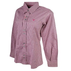 Camisa Feminina Laço Forte Manga Longa Xadrez Rosa Claro/Rosa Escuro C/ Logo Rosa REF: 3107