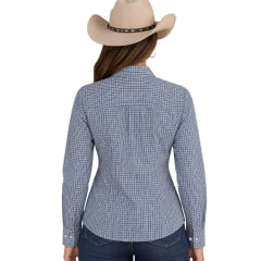 Camisa Feminina Laço Forte Manga Longa Xadrez Verde Água E Vermelho Logo Rosa Bebê REF:31071
