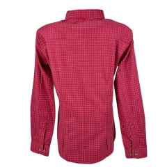 Camisa Feminina Laço Forte Manga Longa Xadrez Vermelho/Azul/Branco Com Logo Laranja Ref.3107 Cód.395