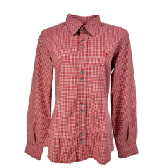 Camisa Feminina Laço Forte Manga Longa Xadrez Vermelho/Branco Com Logo Vermelho Ref.3107 Cód.395