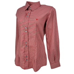 Camisa Feminina Laço Forte Manga Longa Xadrez Vermelho/Branco Com Logo Vermelho Ref.3107 Cód.395