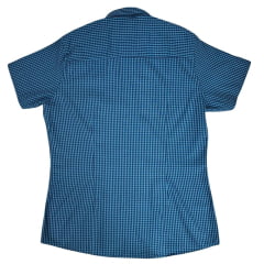 Camisa Feminina Laço Forte Plus Size Manga Curta Xadrez Azul Escuro Ref.3107