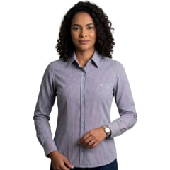 Camisa Feminina Laço Forte Xadrez Azul E Marrom Manga Longa Logo Rosa Bebê REF:31071 Camisa Feminina Laço Forte Xadrez Azul E Marrom Manga Longa Logo Rosa Bebê REF:31071