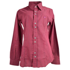 Camisa Feminina Laço Forte Xadrez Bordô Manga Longa Com Logo Rosa Ref:3107