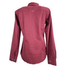 Camisa Feminina Laço Forte Xadrez Bordô Manga Longa Com Logo Rosa Ref:3107