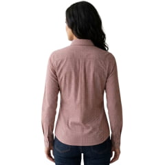 Camisa Feminina Laço Forte Xadrez Laranja E Preto Manga Longa Logo Rosa Bebê REF:31071