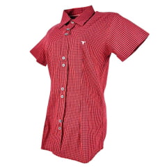 Camisa Feminina Laço Forte Xadrez Manga Curta Ref:3107 - Escolha a cor