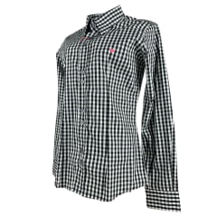 Camisa Feminina Laço Forte Xadrez Preto/ Branco Manga Longa Com Logo Rosa Ref:3107