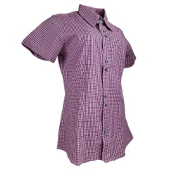 Camisa Feminina Laço Forte Xadrez Rosa Manga Curta Com Logo Rosa Ref: 3107