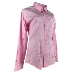 Camisa Feminina Laço Forte Xadrez Rosa Manga Longa Com Logo Rosa Ref:3107