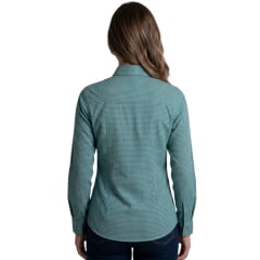Camisa Feminina Laço Forte Xadrez Verde Logo Rosa Bebê Manga Longa REF:31071