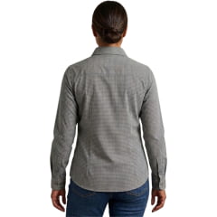 Camisa Feminina Laço Forte Xadrez Verde E Azul Logo Rosa Manga Longa REF:31071