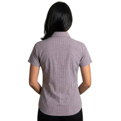 Camisa Feminina Laço Forte Xadrez Verde E Roxo Logo Pink Manga Curta REF:3108.1
