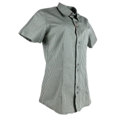 Camisa Feminina Laço Forte Xadrez Verde Manga Curta Com Logo Rosa Ref:3107