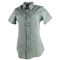 Camisa Feminina Laço Forte Xadrez Verde Manga Curta Com Logo Rosa Ref:3107