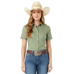 Camisa Feminina Laço Forte Xadrez Verde Manga Curta Com Logo Rosa Ref 3108.1/3108.2 Camisa Feminina Laço Forte Xadrez Verde Manga Curta Com Logo Rosa Ref 3108.1/3108.2