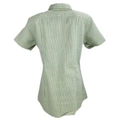 Camisa Feminina Laço Forte Xadrez Verde Manga Curta Com Logo Verde Ref: 3107