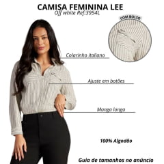 Camisa Feminina Lee Manga Longa Listrada Luhi Off White Ref:3954L