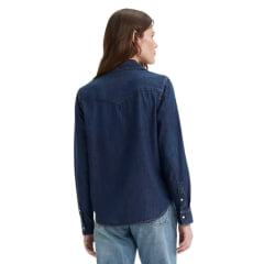 Camisa Feminina Levi's Jeans Azul Escuro Manga Longa Com Bolso REF: 868320017