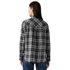 Camisa Feminina Levi's Western Harlie Flannel Manga Longa Relaxed Fit Xadrez Preto E Branco Ref:003OZ0002