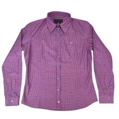 Camisa Feminina Manga Longa Texas Farm Xadrez Rosa/Lilás Com Logo Rosa Ref.CAF106