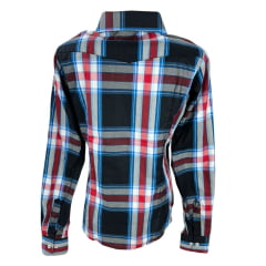 Camisa Feminina Minuty Manga Longa Xadrez Preto/Azul/Vermelho E Branco Ref:2600