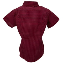 Camisa Feminina Minuty Manga Curta Xadrez Pequeno Azul e Vermelho Ref.2602