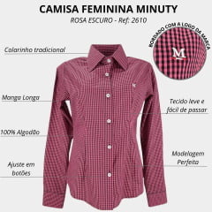 Camisa Feminina Minuty Manga Longa Xadrez Ref: 2610 - Escolha a cor