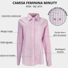 Camisa Feminina Minuty Manga Longa Xadrez Ref: 2610 - Escolha a cor