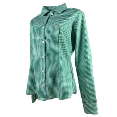 Camisa Feminina Minuty Verde Xadrez Manga Longa Ref:2610