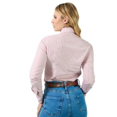 Camisa Feminina Miss Country Manga Longa Sweet Xadrez Rosa Bebê Ref: 002082