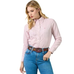 Camisa Feminina Miss Country Manga Longa Sweet Xadrez Rosa Bebê Ref: 002082