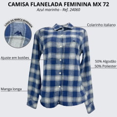 Camisa Feminina MX 72 Concept Flanela Mista Azul Marinho R. 24060