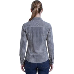 Camisa Feminina MX 72 Fit 100% Algodão Manga Longa Xadrez Pequeno Branco/Azul - Ref:24119
