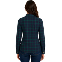 Camisa Feminina MX 72  Fit Country Manga Longa Xadrez Azul Marinho/Verde - Ref:26044