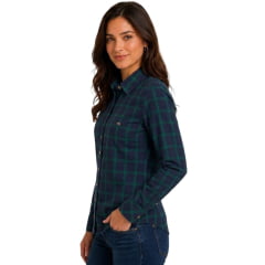 Camisa Feminina MX 72  Fit Country Manga Longa Xadrez Azul Marinho/Verde - Ref:26044