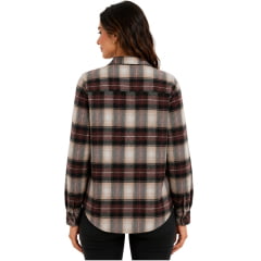 Camisa Feminina MX 72 Flanelada Manga Longa Bege E Marrom Vinho Ref:24060