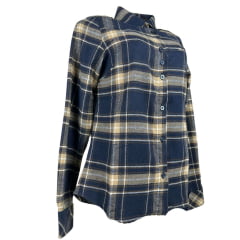 Camisa Feminina MX 72 Manga Longa Flanelada Mista Bege E Azul Marinho Ref:24060