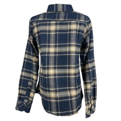 Camisa Feminina MX 72 Manga Longa Flanelada Mista Bege E Azul Marinho Ref:24060
