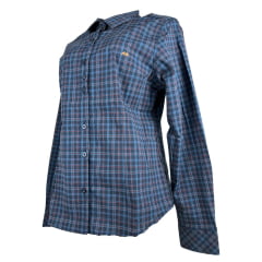 Camisa Feminina MX 72 Manga Longa Xadrez Tartan Com Elastano Country Azul Marinho Vermelho Ref:25075