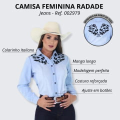 Camisa Feminina Radade Jeans com Bordado - Ref. 002979