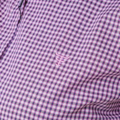 Camisa Feminina Texas Farm Manga Curta Xadrez Azul/Branco E Rosa Logo Rosa Bebê Ref:CAFC077