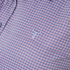 Camisa Feminina Texas Farm Manga Curta Xadrez Roxo Claro/Branco E Vermelho Logo Branco Ref:CAFC076
