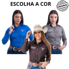 Camisa Feminina Texas Farm Para Competição Manga Longa Bordado - Ref.CAP007 - Escolha a cor